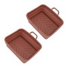2 Pcs Silicone Air Cooker Pot with Handle Rectangular Fryer