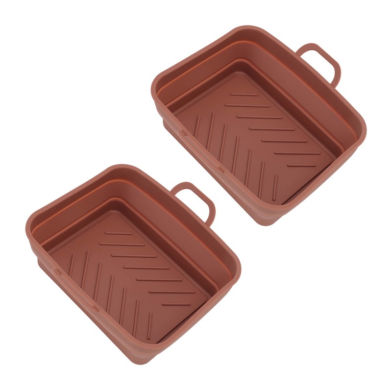 2 Pcs Silicone Air Cooker Pot with Handle Rectangular Fryer