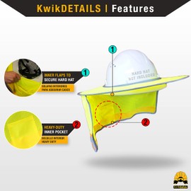 KwikSafety - Charlotte, NC - LORD VADER Hard Hat Sun Shade [5 PACK] ANSI OSHA Hi Vis Cooling Mesh Reflective FULL BRIM Foldable Hi Vis Neck Protection Construction Helmet Sun Shield
