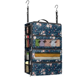 Suitcase Organizer, Travel Luggage Organizer Hanging Shelves Packing Cube Closet/Collapsible Portable Travel Organizer for Carry-on, Medium, Berry