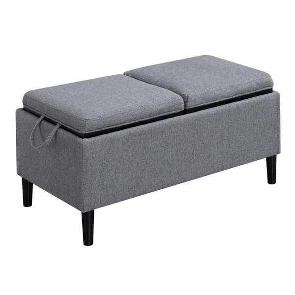 Convenience Concepts Designs4Comfort Magnolia Storage Ottoman with Reversible Trays, Soft Gray Fabric