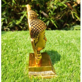 Metal Buddha Statue for Home Decor, Gautam Buddha face showpiece feng Shui Figurine Reiki Zen Meditation Spiritual Idol Sculpture for Living Room Decoration 6"