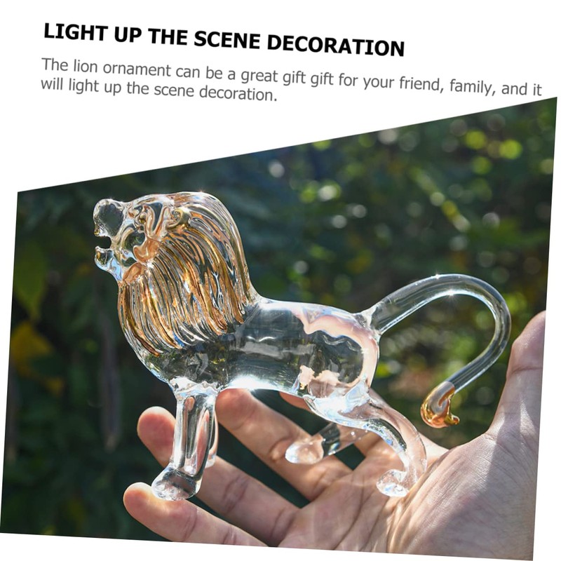 ORFOFE Decorative Lion Statue Crystal Lion Shape Tabletop Decor for