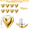 Gold Push Pins, 50 Pcs Decorative Gold Heart Cute Thumb