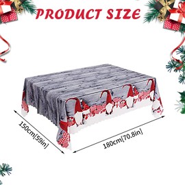 Gukasxi Christmas Table Cloth Rectangular Christmas Tablecloth Grey Xmas Table Cover Washable Polyester Christmas Dining Table Cloth for Holiday Table Decoration, 180 x 150 cm