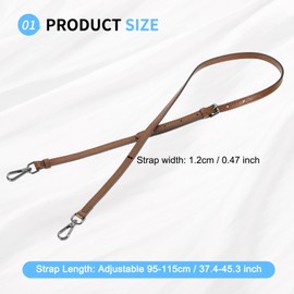 SUIKIHUM Bag Shoulder Strap, (37.4"-45.3" Adjustable Replacement Strap) Genuine Leather with Metal Black Buckle for Women (Light Brown)