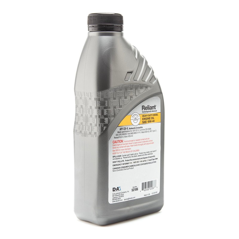 D-A LUBRICANT COMPANY 52106, Reliant Heavy Duty Engine Oil SAE