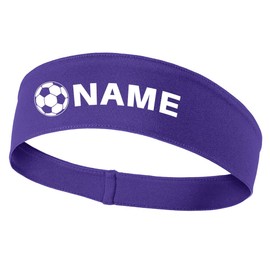 Soccer Name Printed Moisture Wicking Headbands - Purple