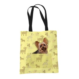 Yorkshire Terrier Gifts for Dog Lovers Owners - Reusable Shopper Shoulder Tote Bags - Cloth Fabric Gift Bag with Dogs on - YELL
