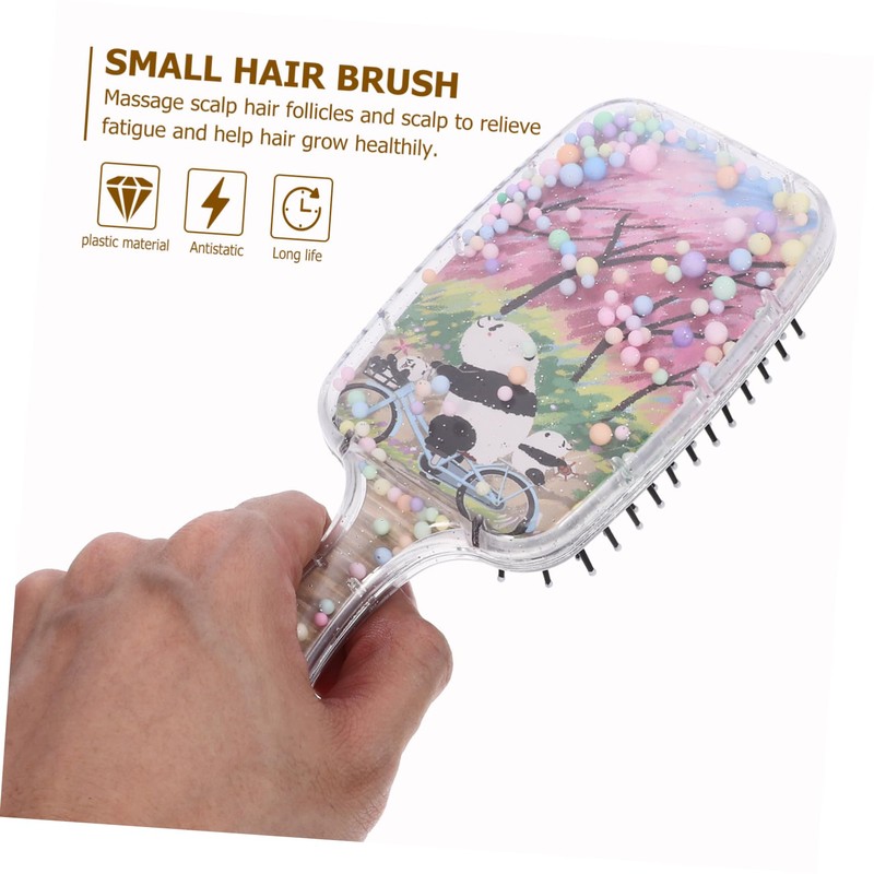 IWOWHERO 2pcs Small Hair Brush Detangler Panda Pattern Brush Portable