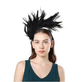 1920s Feather Fascinator Headband Derby Headwear 1920s Prom Queen Headpiece 1920s Flapper Accessories for Special Occasions Cocktail Tea Party (Black)