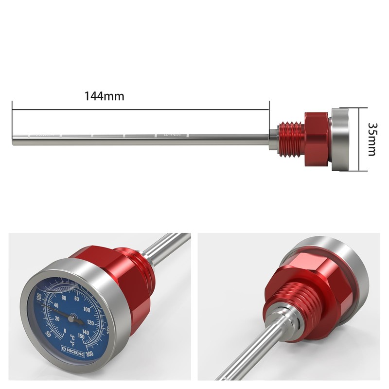 NICECNC Red Oil Level Gauge Dipstick Temperature Compatible with Honda