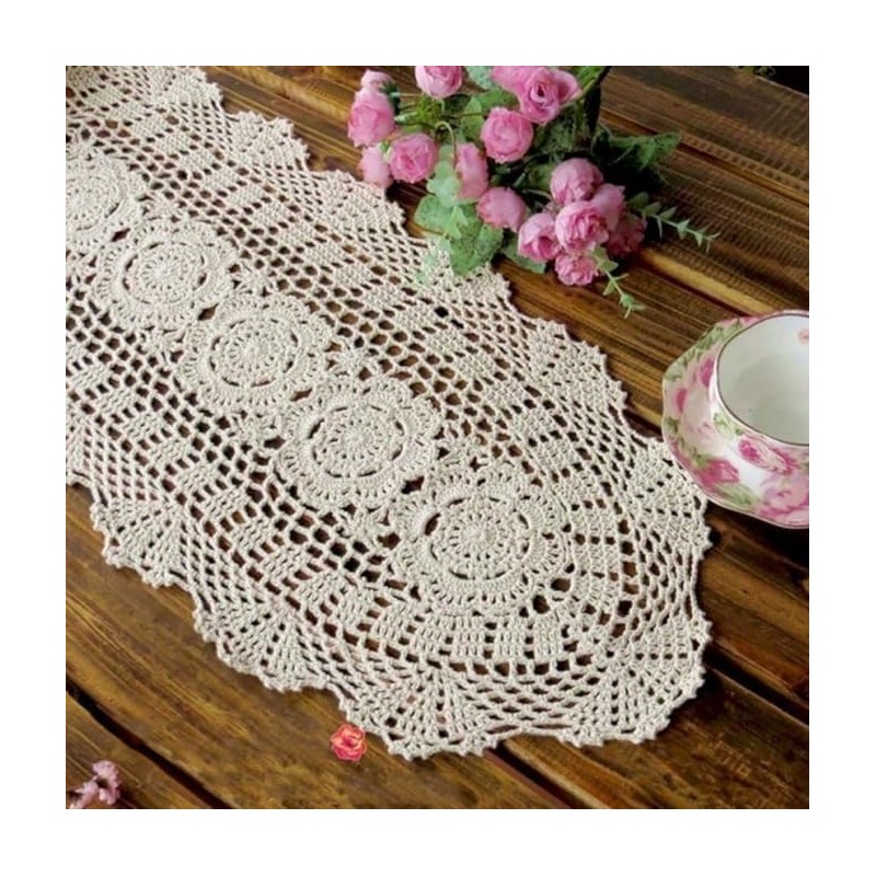 Table Runner Handmade Woven Fashion Lace Tablecloth Antique Rustic Table