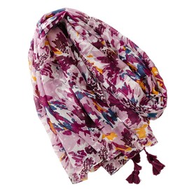 FAIRYGATE Scarf Women Purple Floral Print Wrap Party Prom Wedding Shawl Ladies Scarfs Gifts with Fringe Summer Scarves 02008