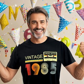 Vintage 1985 T Shirts for Men 40th Birthday Gifts for Men Dad Fathers Day Birthday Gifts for Husband Friend 1985 Tshirt