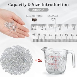 FUTUREPLUSX Diamantes de cristal acrílico, 2000 unidades de 8 mm para mesa de boda, confeti, cuentas de jarrón de diamante para centro de mesa, relleno de jarrones, decoraciones de despedida de soltera