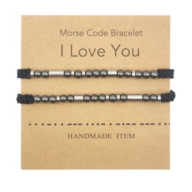CHEERYMAGIC Morse Code Bracelets I Love You, Couple Bracelets Mutual Matching Bracelets Valentine Gifts for Her Him A6-CZSL