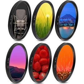 eDealz 49mm 6 Piece Full Graduated Color Lens Filter Kit Set with Orange, Yellow, Blue, Purple, Red, Grey Colors with Travel Case, Professional Grade for Canon Nikon Sony Pentax Olympus Fuji DSLR Lens