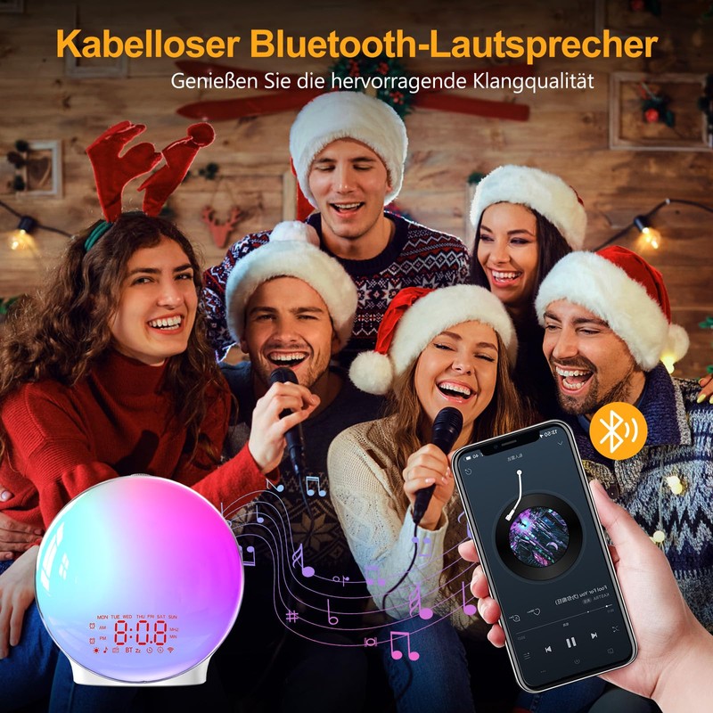 Suright Bluetooth Light Alarm Clock, Daylight Alarm Clock, Wake Up