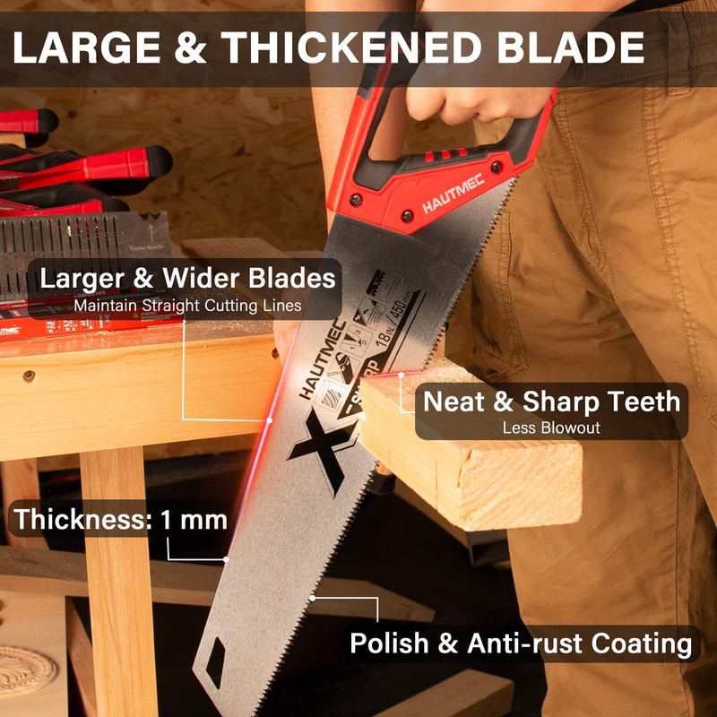 HAUTMEC 16" X-Sharp Universal Hand Saw for Speed, Cuts Quality