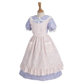 Nuoqi Colonial Costume Girls Prairie Pioneer Dress Laura Ingalls Wilder Costume with Apron Purple, 10-12