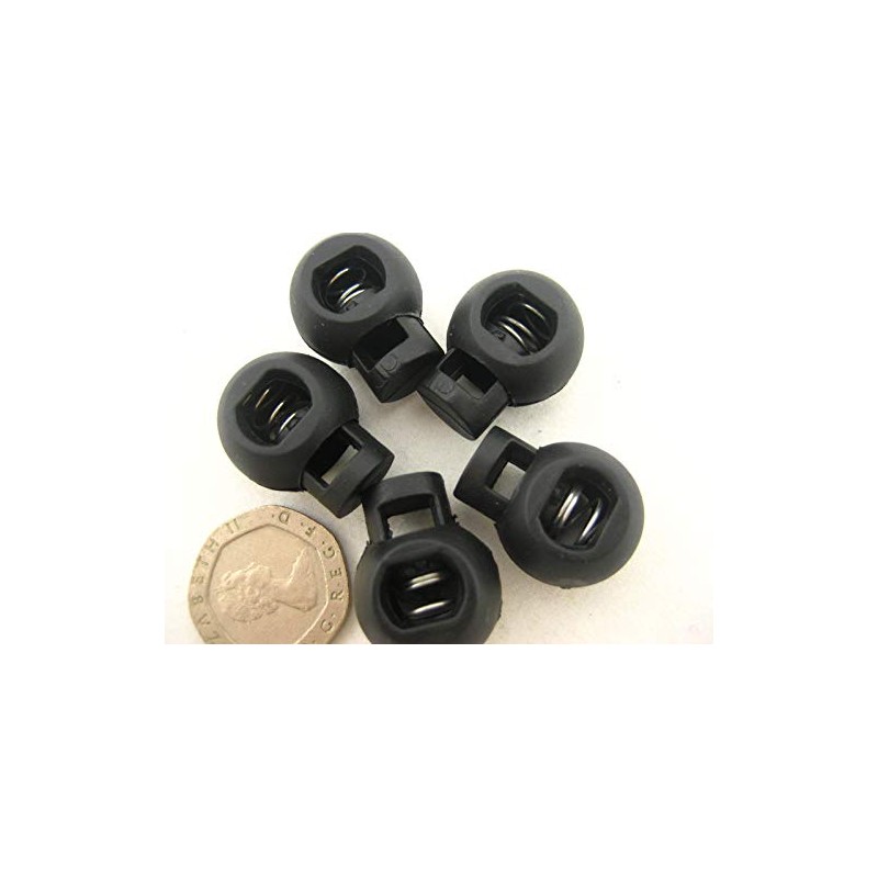 UK Stock 10pcs Black Round Toggles Cord Adjusters Cord Stopper