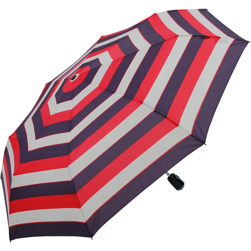 Knirps Large Duomatic Stripe Women's Pocket Umbrella, Stripe Red, Compact,