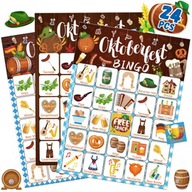 Fenkysoix Oktoberfest Games for Adults 24 Players Oktoberfest Bingo Cards for Large Group for Kids Classroom School Activities German Party Favors Supplies
