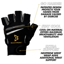 Bionic Men's Beastmode Half Finger Fitness Gloves (Large)