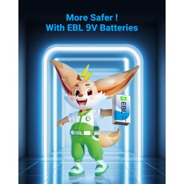 EBL 9V Batteries 2-Pack, Reliable Long Lasting Alkaline 9V Battery for Household Device with 7 Year Shelf Life