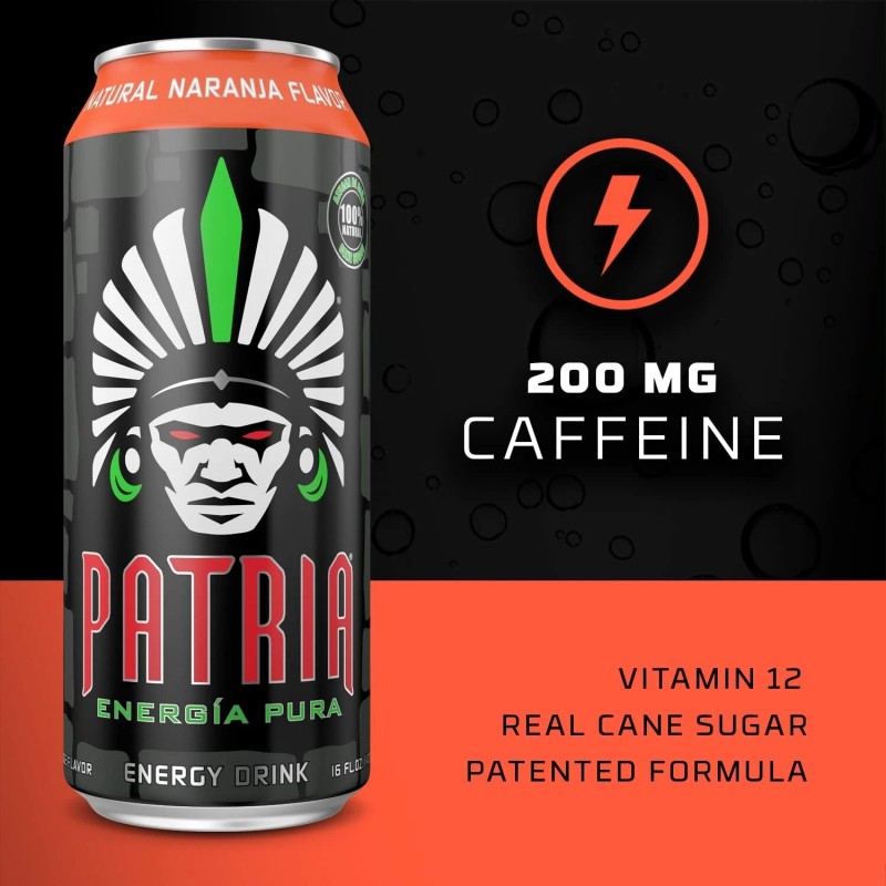 Patria Energia Pura Drink - 200mg Caffeine, Cane Sugar, 16oz