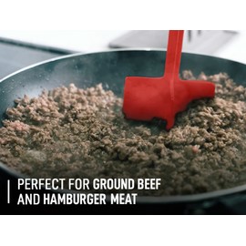 Zulay Kitchen Ground Beef Chopper Tool - Meat Chopper, Masher, Smasher for Ground Beef, Meat, Potatoes & Vegetables - Heat Resistant Nylon, Red, Dishwasher Safe