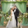 20x10 Green Tulle Backdrop Curtains for Parties, Sheer Backdrop Curtain