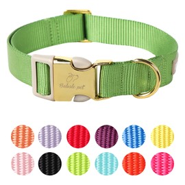 Babole Pet Nylon Dog Collar - Adjustable Green Soft Webbing Dog Collars for Small Medium Large Dogs Boy Girl Puppy Collar with Safety Metal Buckle XS