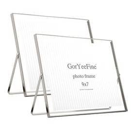 GorYeeFine Silver 8×10"(Horizontal) Floating Picture Frames Set of 2,For Picture (7x9'',6x8'',5x7''),Tabletop Shelf Photo Frame,Classy For Holiday,Wedding,Home or Office Décor