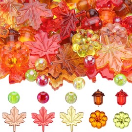 SOFPLATE 130Pcs Thanksgiving Vase Filler Fall Vase Fillers Decor Acrylic Pumpkins Leaves Cabochons Acorn Beads Autumn Harvest Decorations for Home Display Table Accents Holiday Supplies Accessories