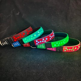 DOGLED Subversive USB-C led Light up Dog Collar, Subversive 3D Xmas Design Comfortable and Soft Material,Multicolored Lighting (L(19.7-23.6"), ST-Black)