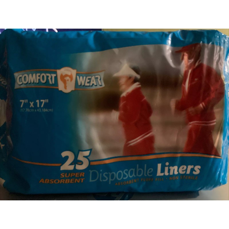 Comfort Wear Disposable Absorbent Liners 25 PCS 7x17 In.•Discreet bladder