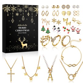 MJARTORIA 2024 Jewellery Advent Calendar Christmas Calendar Women Girls Advent Calendar Christmas Countdown with 24 Surprises Christmas Gift