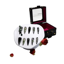 Homemade Nails, Green Nails Press Ons, 3D Press On Nails, Press On Nails For Women, Medium Length Press On Nails, Real Acrylic Press On Nails, Women Gift Ideas, COOLYOUNG Nails, 10 PCS, Size S