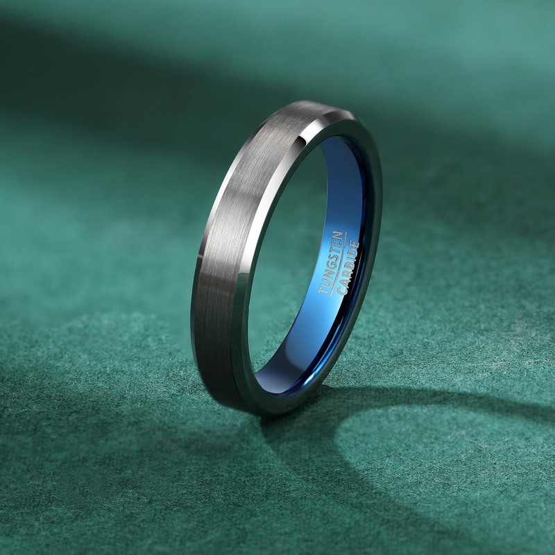 083 Base Men's Ring, Tungsten, Matte Line, Side Cut, Width: