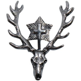 Hat Pin Hubertus Deer Hat Pin Hunting Badge Hunting Hiking Badge Hunter Brooch Pin Deer Hat Jewellery for the Costume Hat for Hunting Stag Head Costume Pin, silver