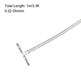 MECCANIXITY 10 Gauge Nichrome 80 Cr20Ni80 Heating Resistance Wire 3.3ft High Temperature for Electronic Components Repairing