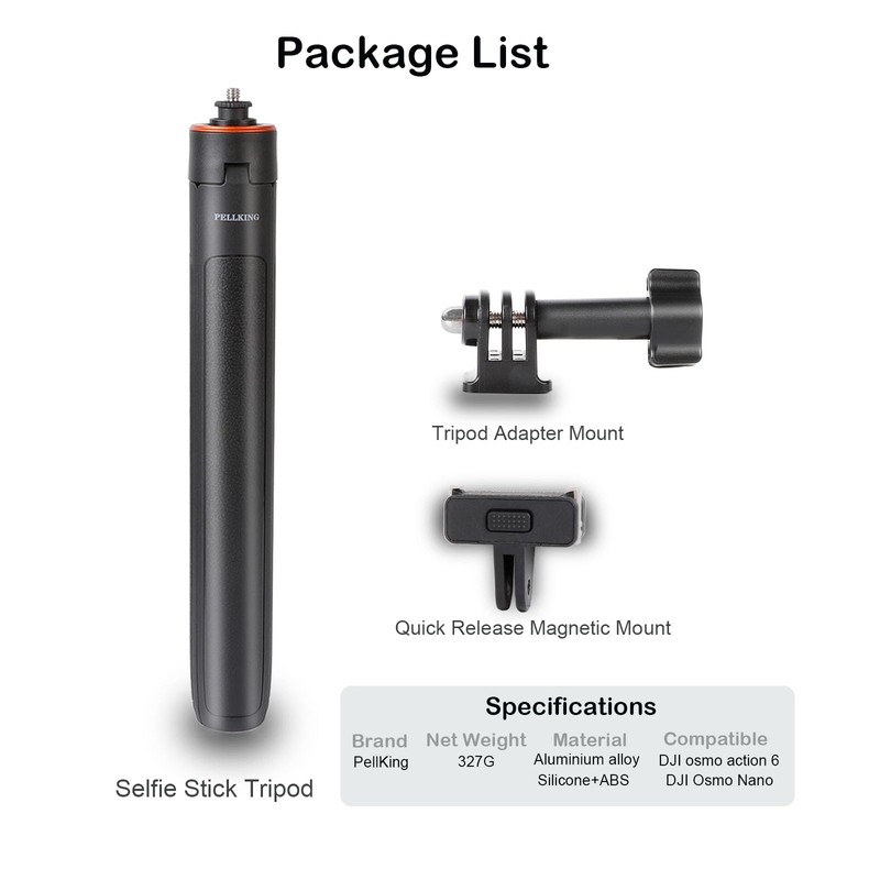 53" Osmo Action 6 Camera Selfie Stick Tripod, Magnetic Quick