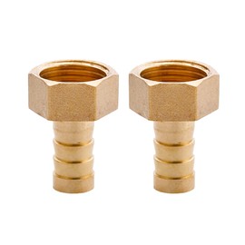 SEIWEI G 1/2" Female Thread x 12mm Barbed Hose Pipe Connector, Brass Barb Hose Tail Joint Coupler Adapter, Garden Hose Fitting Accessories (2 Pieces)