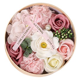Caja de regalo de Flores de jabón para regalos del día de la madres Rosas Rosas Rosas Caja de flores de jabón con tarjeta de felicitación Flores...   