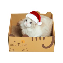 Heavy Duty Cat Scratch Box with Extra Large Scratching Pad, Sturdy Double-Sided Scratching Board for Indoor Cats, Reusable Cat Scratch Cardboard