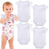4 Pieces Sublimation Baby Blank Bodysuits White Short Sleeve Bodysuits