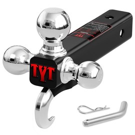 TYT Trailer Hitch Tri Ball Mount with Tow Hook, Fits 2 inch Hitch Receiver, 2"、1-7/8" 、2-5/16" Hitch Ball, Hitch for Heavy Duty Truck, 10000 LBS GTW - Size: with Hook