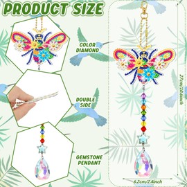 Kigley 6 Pcs Diamond Painting Suncatcher 3D Diamond Painting Wind Chime DIY Crystal Wind Chimes Diamond Art Suncatchers Diamond Painting Hanging Ornament for Adults Home Garden Window DIY Craft